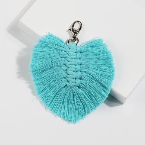 Girlgo Tassel Macrame Keychains for Women Boho Handmade Fiberlove key Holder Keyring Macrame Bag Charm Car Hanging Jewelry Gifts