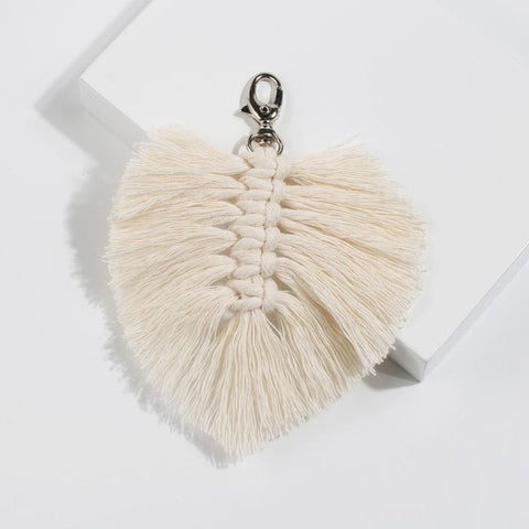 Girlgo Tassel Macrame Keychains for Women Boho Handmade Fiberlove key Holder Keyring Macrame Bag Charm Car Hanging Jewelry Gifts