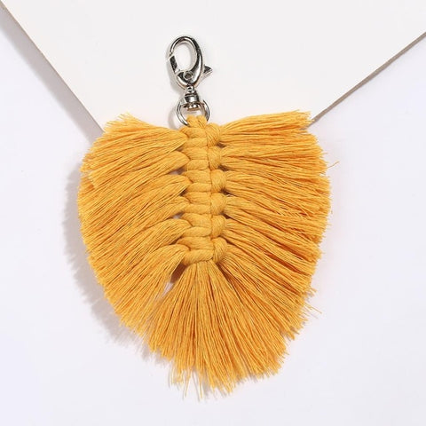 Girlgo Tassel Macrame Keychains for Women Boho Handmade Fiberlove key Holder Keyring Macrame Bag Charm Car Hanging Jewelry Gifts