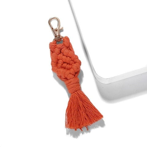 Girlgo Tassel Macrame Keychains for Women Boho Handmade Fiberlove key Holder Keyring Macrame Bag Charm Car Hanging Jewelry Gifts