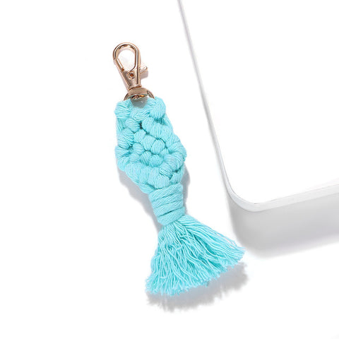 Girlgo Tassel Macrame Keychains for Women Boho Handmade Fiberlove key Holder Keyring Macrame Bag Charm Car Hanging Jewelry Gifts