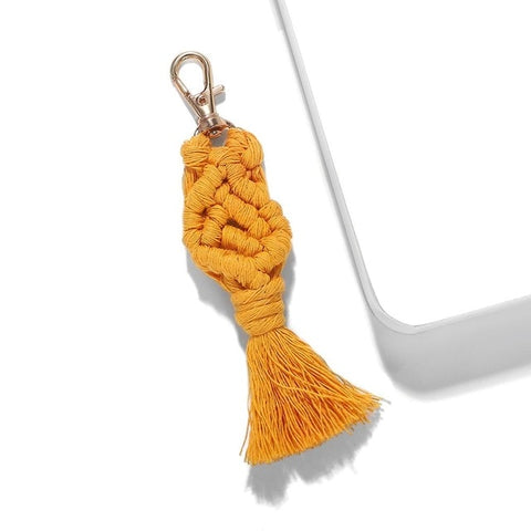 Girlgo Tassel Macrame Keychains for Women Boho Handmade Fiberlove key Holder Keyring Macrame Bag Charm Car Hanging Jewelry Gifts