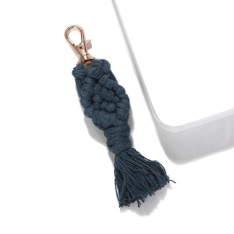 Girlgo Tassel Macrame Keychains for Women Boho Handmade Fiberlove key Holder Keyring Macrame Bag Charm Car Hanging Jewelry Gifts