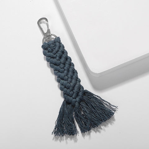 Girlgo Tassel Macrame Keychains for Women Boho Handmade Fiberlove key Holder Keyring Macrame Bag Charm Car Hanging Jewelry Gifts