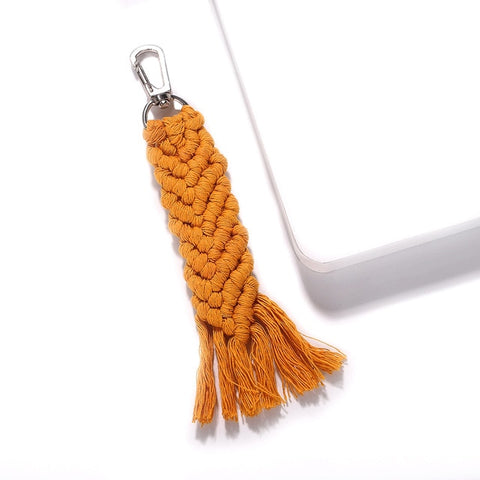 Girlgo Tassel Macrame Keychains for Women Boho Handmade Fiberlove key Holder Keyring Macrame Bag Charm Car Hanging Jewelry Gifts