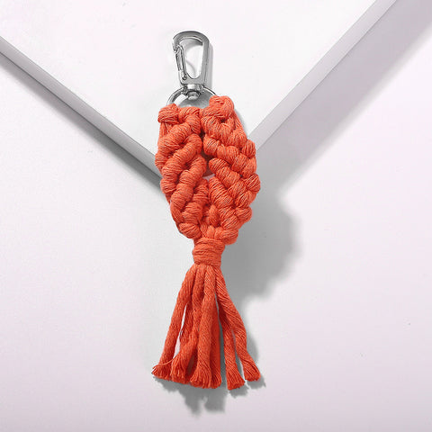 Girlgo Tassel Macrame Keychains for Women Boho Handmade Fiberlove key Holder Keyring Macrame Bag Charm Car Hanging Jewelry Gifts