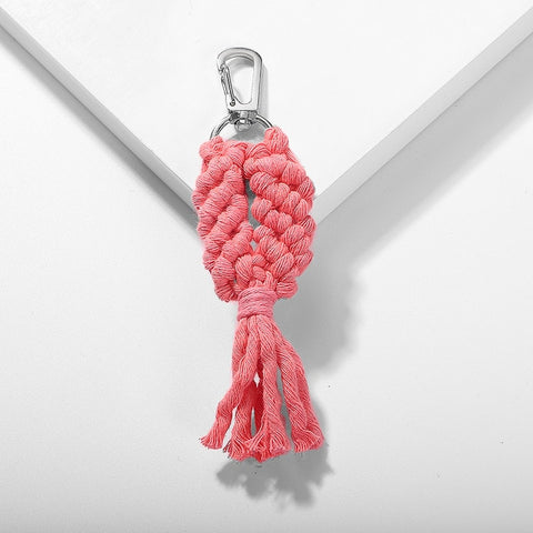 Girlgo Tassel Macrame Keychains for Women Boho Handmade Fiberlove key Holder Keyring Macrame Bag Charm Car Hanging Jewelry Gifts