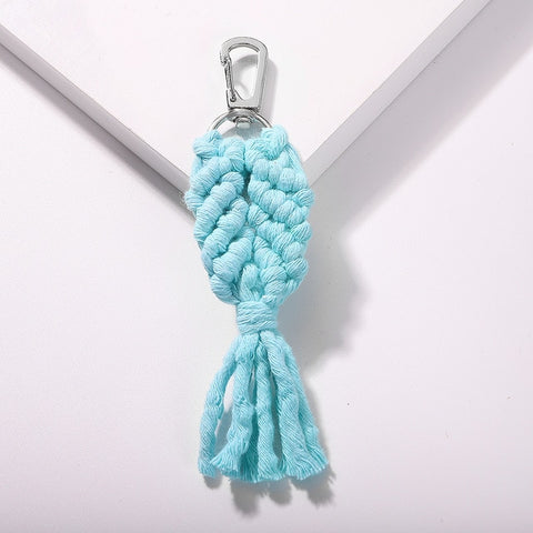 Girlgo Tassel Macrame Keychains for Women Boho Handmade Fiberlove key Holder Keyring Macrame Bag Charm Car Hanging Jewelry Gifts