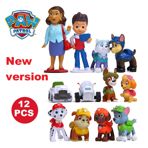 Paw Patrol 12Pcs/8Pcs Mini Dog Modle Patrol Puppy Captain Action Figure Model New year Boy's Gift Toys for Children