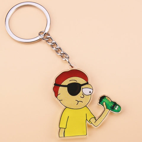 Cute Anime Cartoon Rick And Morty Keychain Acrylic Key Chain Women and Men Kids Key Ring Gift Porte Clef