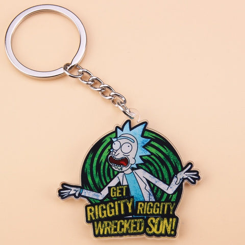 Cute Anime Cartoon Rick And Morty Keychain Acrylic Key Chain Women and Men Kids Key Ring Gift Porte Clef