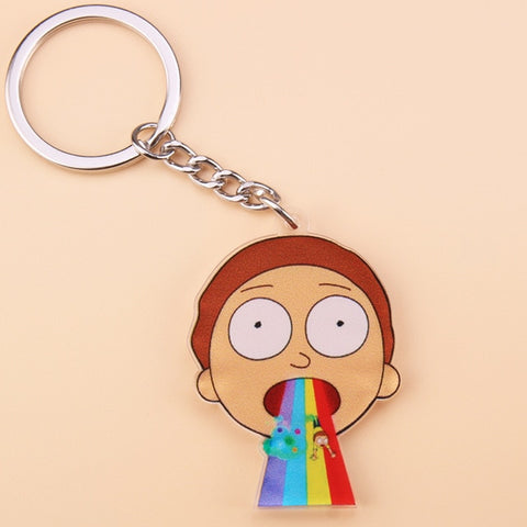 Cute Anime Cartoon Rick And Morty Keychain Acrylic Key Chain Women and Men Kids Key Ring Gift Porte Clef