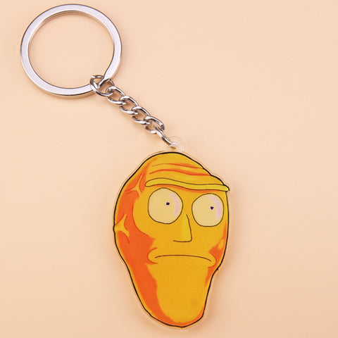 Cute Anime Cartoon Rick And Morty Keychain Acrylic Key Chain Women and Men Kids Key Ring Gift Porte Clef