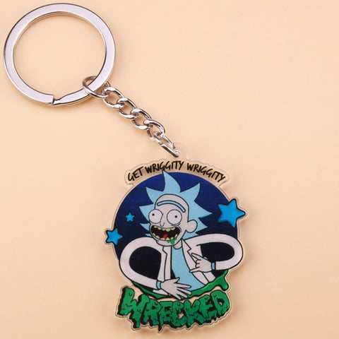 Cute Anime Cartoon Rick And Morty Keychain Acrylic Key Chain Women and Men Kids Key Ring Gift Porte Clef