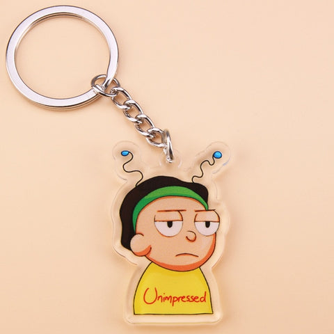 Cute Anime Cartoon Rick And Morty Keychain Acrylic Key Chain Women and Men Kids Key Ring Gift Porte Clef