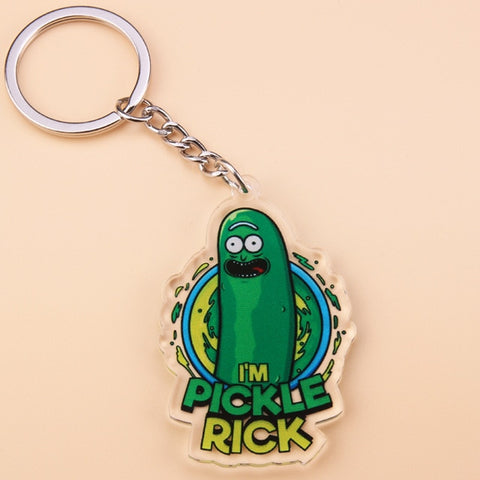 Cute Anime Cartoon Rick And Morty Keychain Acrylic Key Chain Women and Men Kids Key Ring Gift Porte Clef