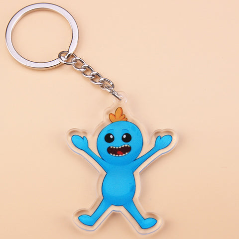 Cute Anime Cartoon Rick And Morty Keychain Acrylic Key Chain Women and Men Kids Key Ring Gift Porte Clef