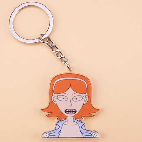 Cute Anime Cartoon Rick And Morty Keychain Acrylic Key Chain Women and Men Kids Key Ring Gift Porte Clef