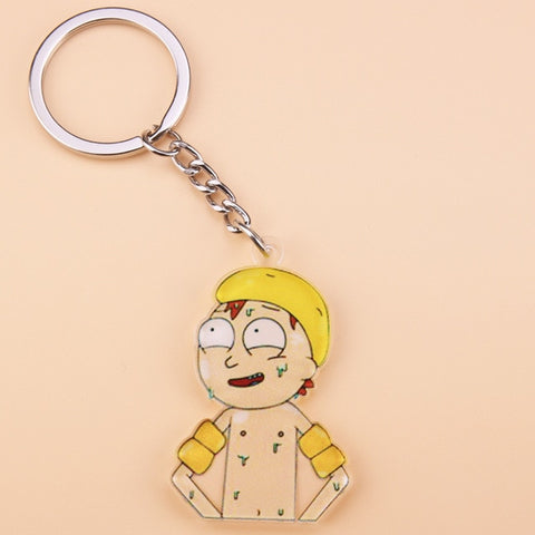 Cute Anime Cartoon Rick And Morty Keychain Acrylic Key Chain Women and Men Kids Key Ring Gift Porte Clef