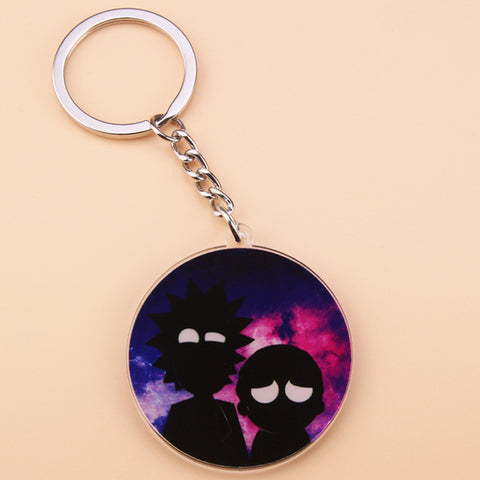 Cute Anime Cartoon Rick And Morty Keychain Acrylic Key Chain Women and Men Kids Key Ring Gift Porte Clef