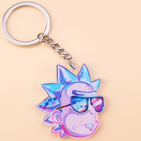 Cute Anime Cartoon Rick And Morty Keychain Acrylic Key Chain Women and Men Kids Key Ring Gift Porte Clef