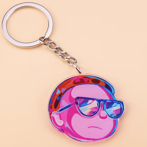 Cute Anime Cartoon Rick And Morty Keychain Acrylic Key Chain Women and Men Kids Key Ring Gift Porte Clef