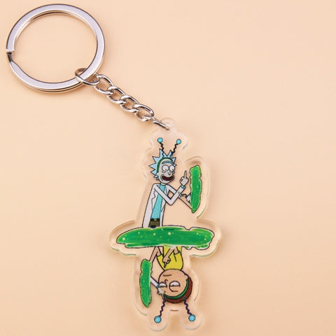 Cute Anime Cartoon Rick And Morty Keychain Acrylic Key Chain Women and Men Kids Key Ring Gift Porte Clef