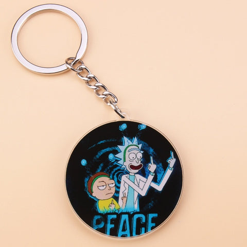 Cute Anime Cartoon Rick And Morty Keychain Acrylic Key Chain Women and Men Kids Key Ring Gift Porte Clef