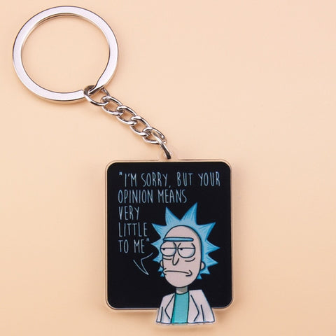 Cute Anime Cartoon Rick And Morty Keychain Acrylic Key Chain Women and Men Kids Key Ring Gift Porte Clef