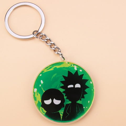 Cute Anime Cartoon Rick And Morty Keychain Acrylic Key Chain Women and Men Kids Key Ring Gift Porte Clef