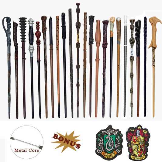 28 Kinds of Metal Core Potters Magic Wands Cosplay Ron Voldemort Hermione Magical Wand Harried Cloth Label as Bonus without Box