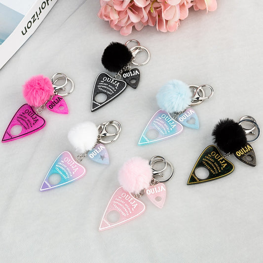 1PC Women Keychain Ouija Planchette Rresin Charms Handbag  Keyring with Puffer Ball Ouija Board Keyring Custom Made Welcome