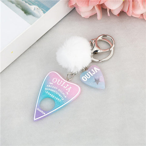 1PC Women Keychain Ouija Planchette Rresin Charms Handbag  Keyring with Puffer Ball Ouija Board Keyring Custom Made Welcome