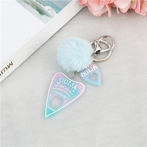 1PC Women Keychain Ouija Planchette Rresin Charms Handbag  Keyring with Puffer Ball Ouija Board Keyring Custom Made Welcome