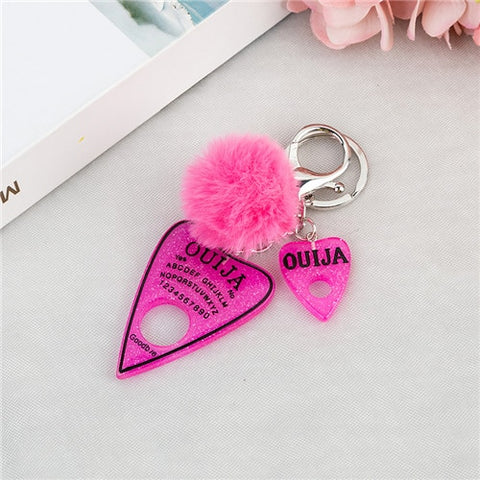 1PC Women Keychain Ouija Planchette Rresin Charms Handbag  Keyring with Puffer Ball Ouija Board Keyring Custom Made Welcome