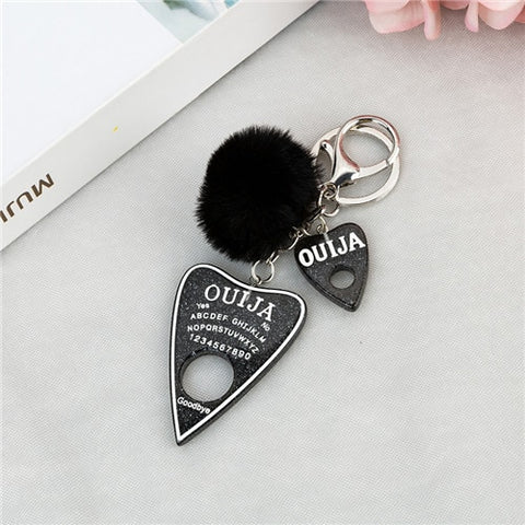 1PC Women Keychain Ouija Planchette Rresin Charms Handbag  Keyring with Puffer Ball Ouija Board Keyring Custom Made Welcome