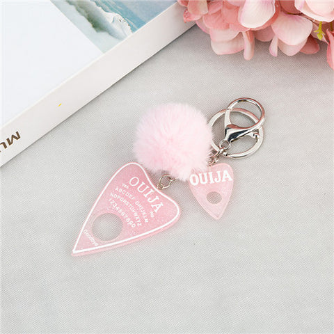 1PC Women Keychain Ouija Planchette Rresin Charms Handbag  Keyring with Puffer Ball Ouija Board Keyring Custom Made Welcome