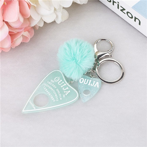 1PC Women Keychain Ouija Planchette Rresin Charms Handbag  Keyring with Puffer Ball Ouija Board Keyring Custom Made Welcome