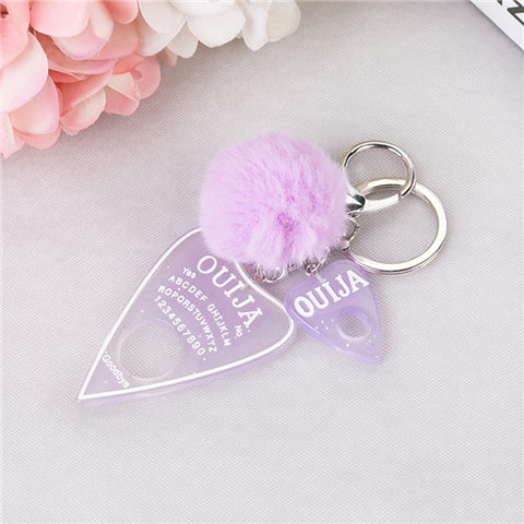 1PC Women Keychain Ouija Planchette Rresin Charms Handbag  Keyring with Puffer Ball Ouija Board Keyring Custom Made Welcome