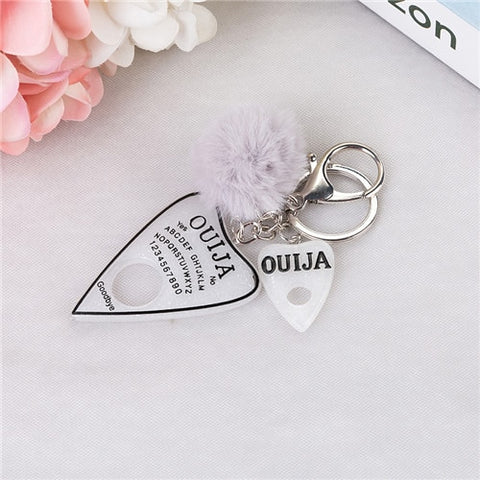 1PC Women Keychain Ouija Planchette Rresin Charms Handbag  Keyring with Puffer Ball Ouija Board Keyring Custom Made Welcome