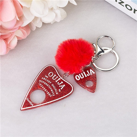 1PC Women Keychain Ouija Planchette Rresin Charms Handbag  Keyring with Puffer Ball Ouija Board Keyring Custom Made Welcome