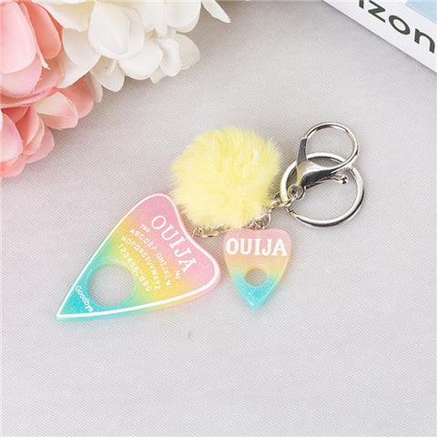 1PC Women Keychain Ouija Planchette Rresin Charms Handbag  Keyring with Puffer Ball Ouija Board Keyring Custom Made Welcome