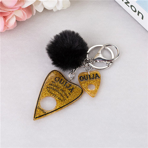 1PC Women Keychain Ouija Planchette Rresin Charms Handbag  Keyring with Puffer Ball Ouija Board Keyring Custom Made Welcome