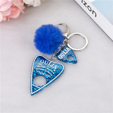 1PC Women Keychain Ouija Planchette Rresin Charms Handbag  Keyring with Puffer Ball Ouija Board Keyring Custom Made Welcome