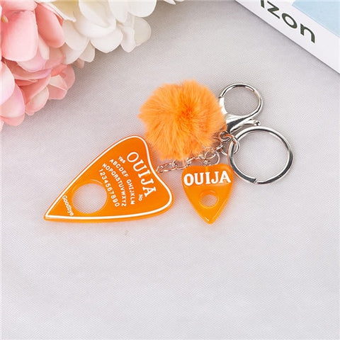 1PC Women Keychain Ouija Planchette Rresin Charms Handbag  Keyring with Puffer Ball Ouija Board Keyring Custom Made Welcome