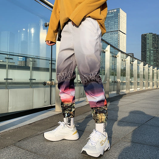 Gradient Jogger Pants Men Streetwear Hip hop Harem Pants Loose Casual Sport Elastic waist Ankle length Trousers