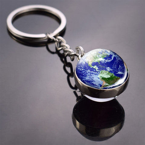 Full Moon keychain Nebula Pendant Solar System Glass Cabochon Long keyrings Galaxy Space Astronomy Planet Gift jewelry