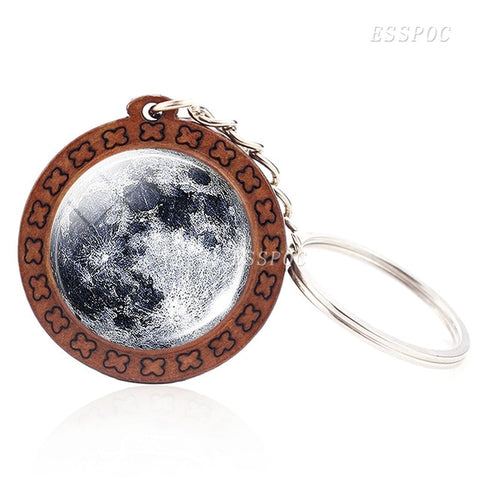 Full Moon keychain Nebula Pendant Solar System Glass Cabochon Long keyrings Galaxy Space Astronomy Planet Gift jewelry