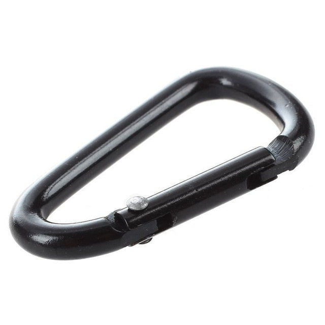 2020 New Hot Practical 10 Pcs Black D Shaped Aluminum Alloy Carabiner Hook Keychain Climbing Equipment Karabiner Mosqueton