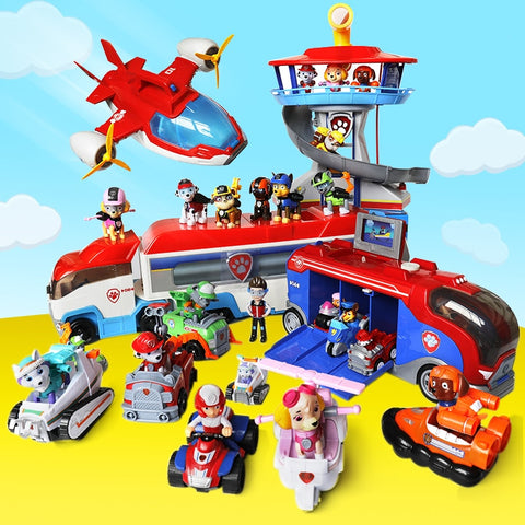 PAW PATROL Toys Sets Pull Back Car Patrulla Canina Puppy dog Rescue Team cars Lookout Tower with music for kids Christmas gifts